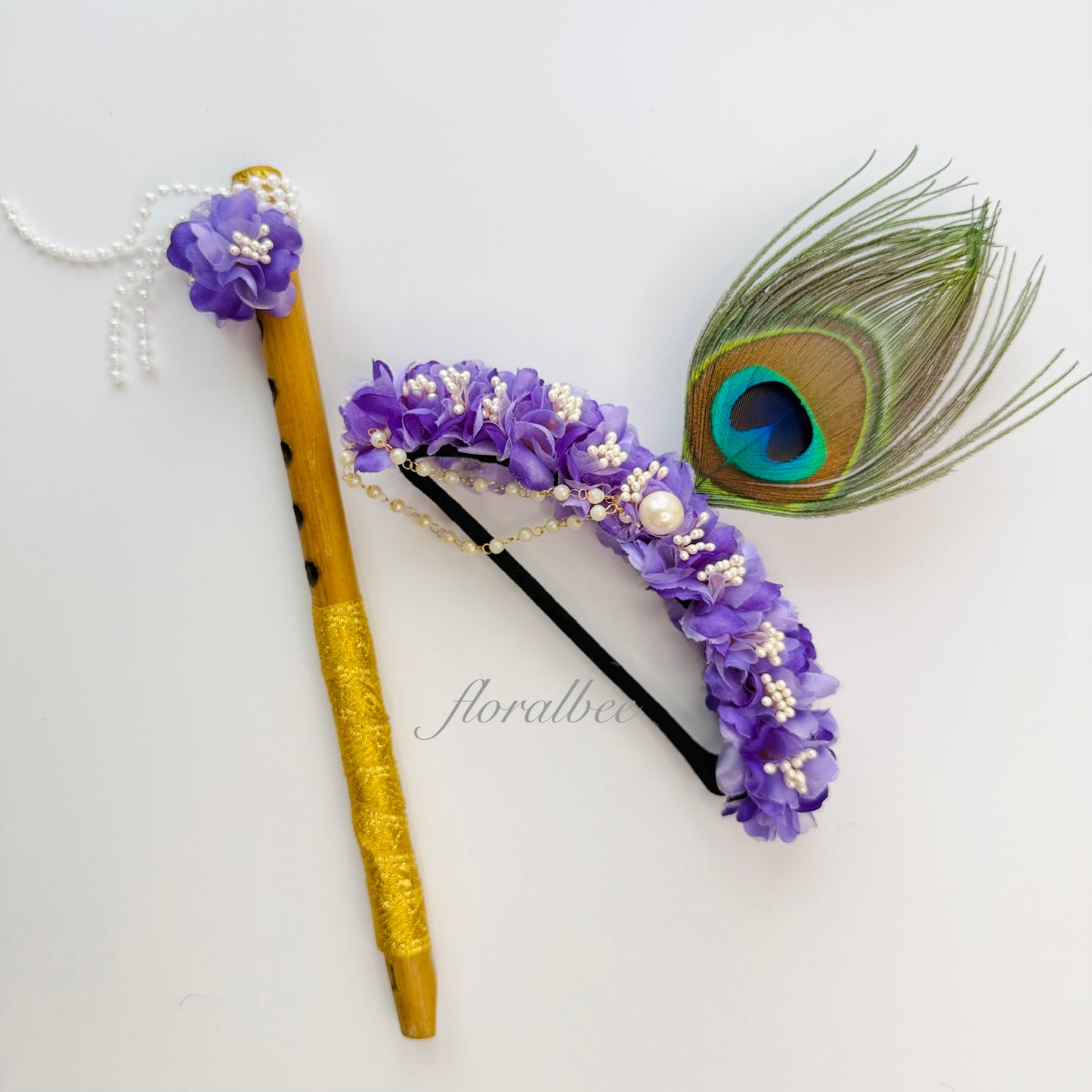 Peacock baby headband 14 (Purple magic) - Janmashtami special