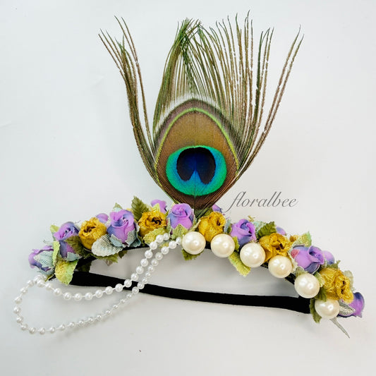 Peacock kids floral headband 10- Janmashtami special