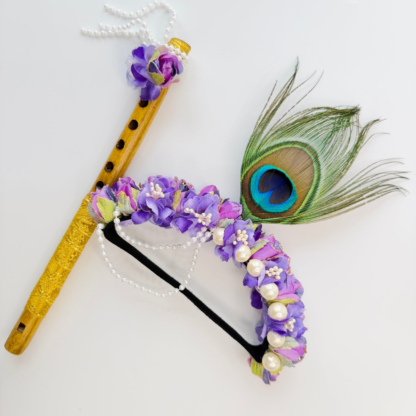 Peacock kids floral headband 7 (Shades of purple) - Janmashtami special