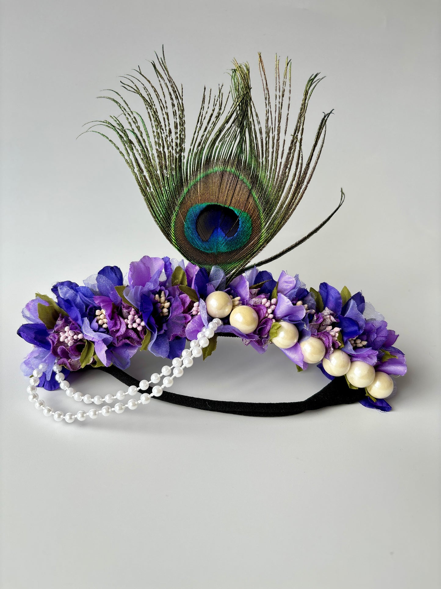 Peacock baby headband 7 (Dark purple) - Janmashtami special