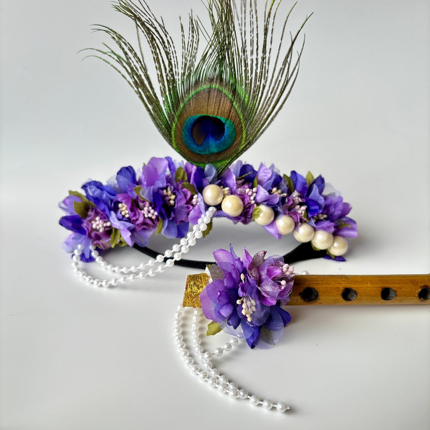 Peacock baby headband 7 (Dark purple) - Janmashtami special