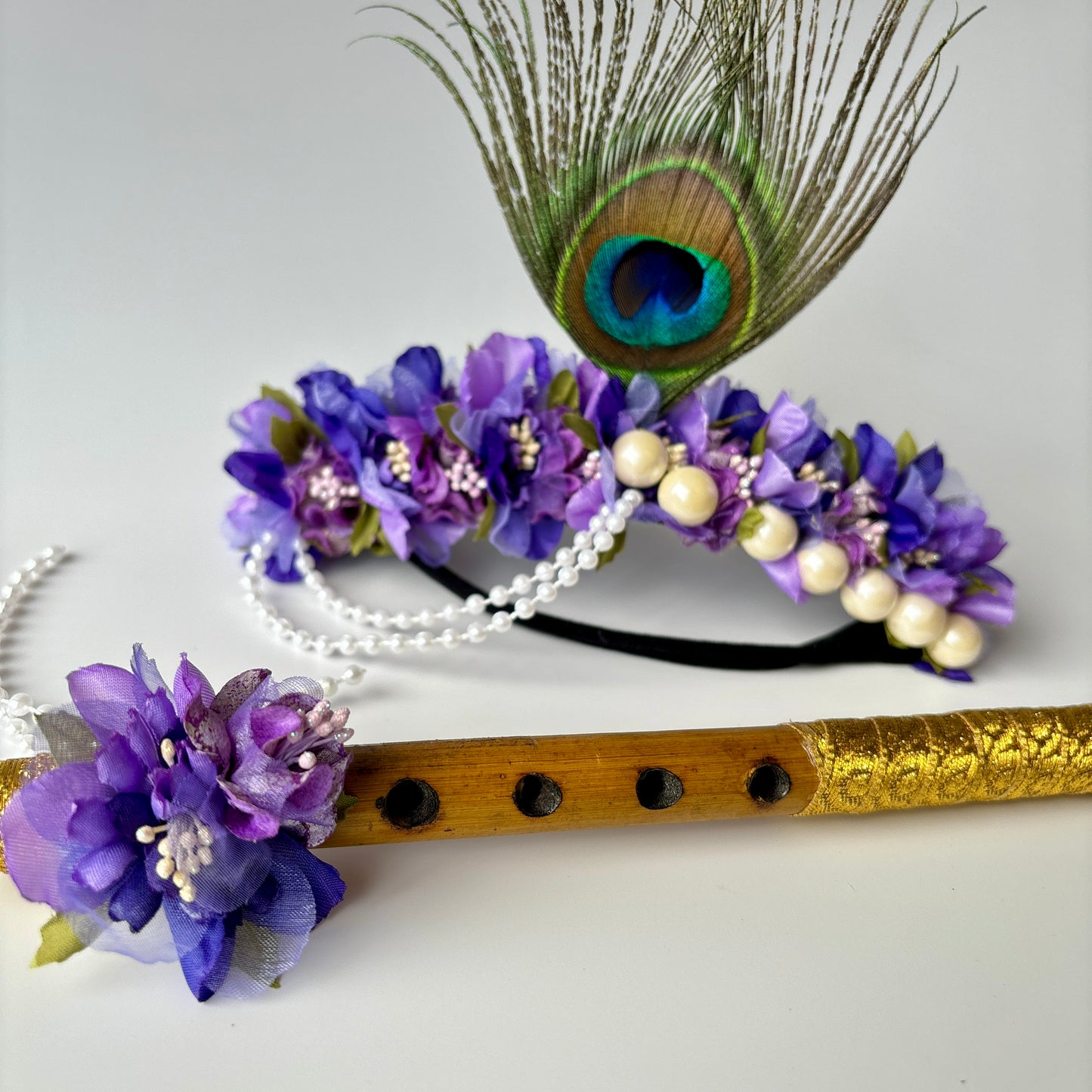 Peacock baby headband 7 (Dark purple) - Janmashtami special