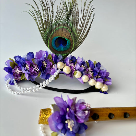 Peacock baby headband 7 (Dark purple) - Janmashtami special