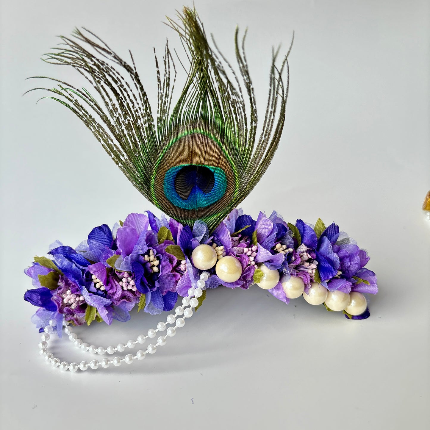 Peacock baby headband 7 (Dark purple) - Janmashtami special