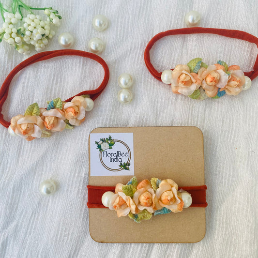 Orange Rosebud baby headband