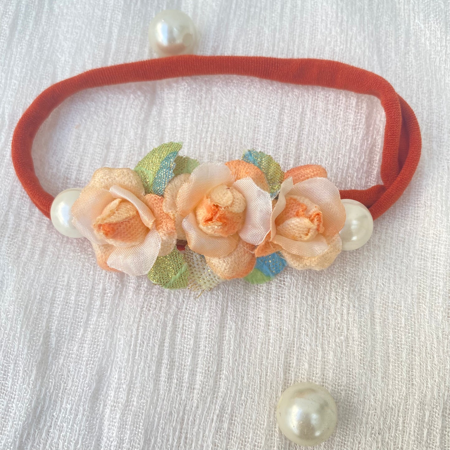 Orange Rosebud baby headband