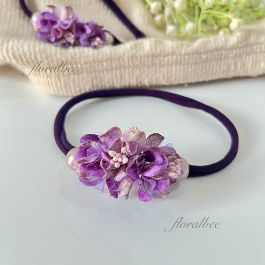 Dark purple floral baby headband