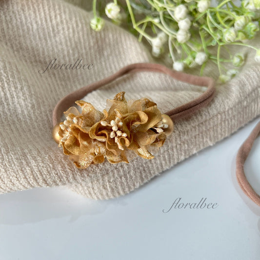 Golden yellow floral baby headband