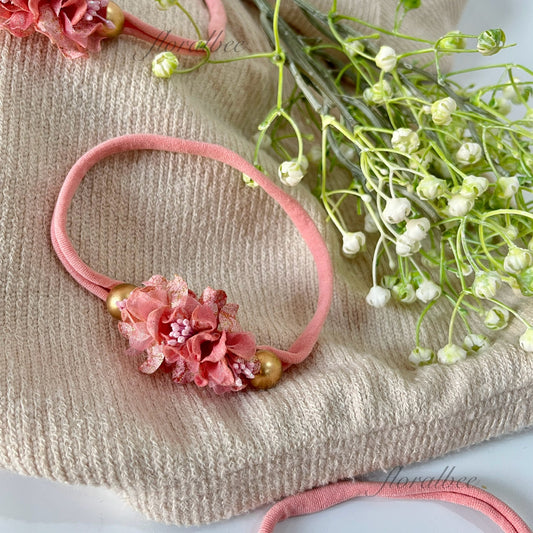 Puce pink floral baby headband