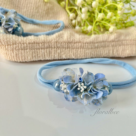 Blue floral baby headband