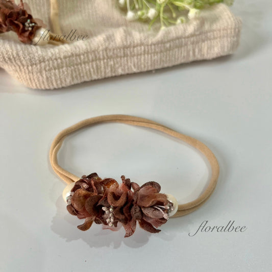 Brown floral baby headband