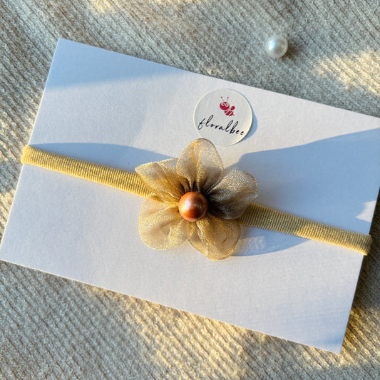 Organza floral baby headband - Cocoa