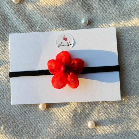 Organza floral baby headband - Red