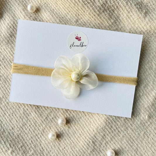 Organza floral baby headband - Off white
