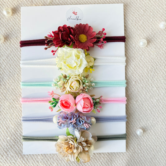 Mia - Floral baby headbands combo of 6