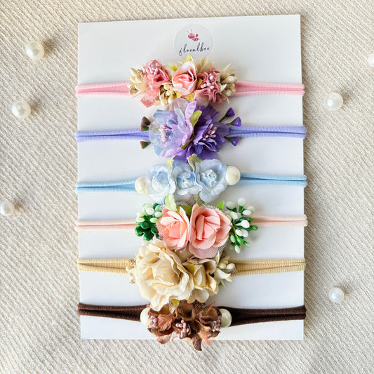 Diya - Floral baby headbands combo of 6