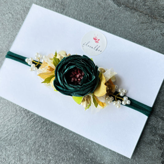 Floralbee exclusive bottle green floral baby headband