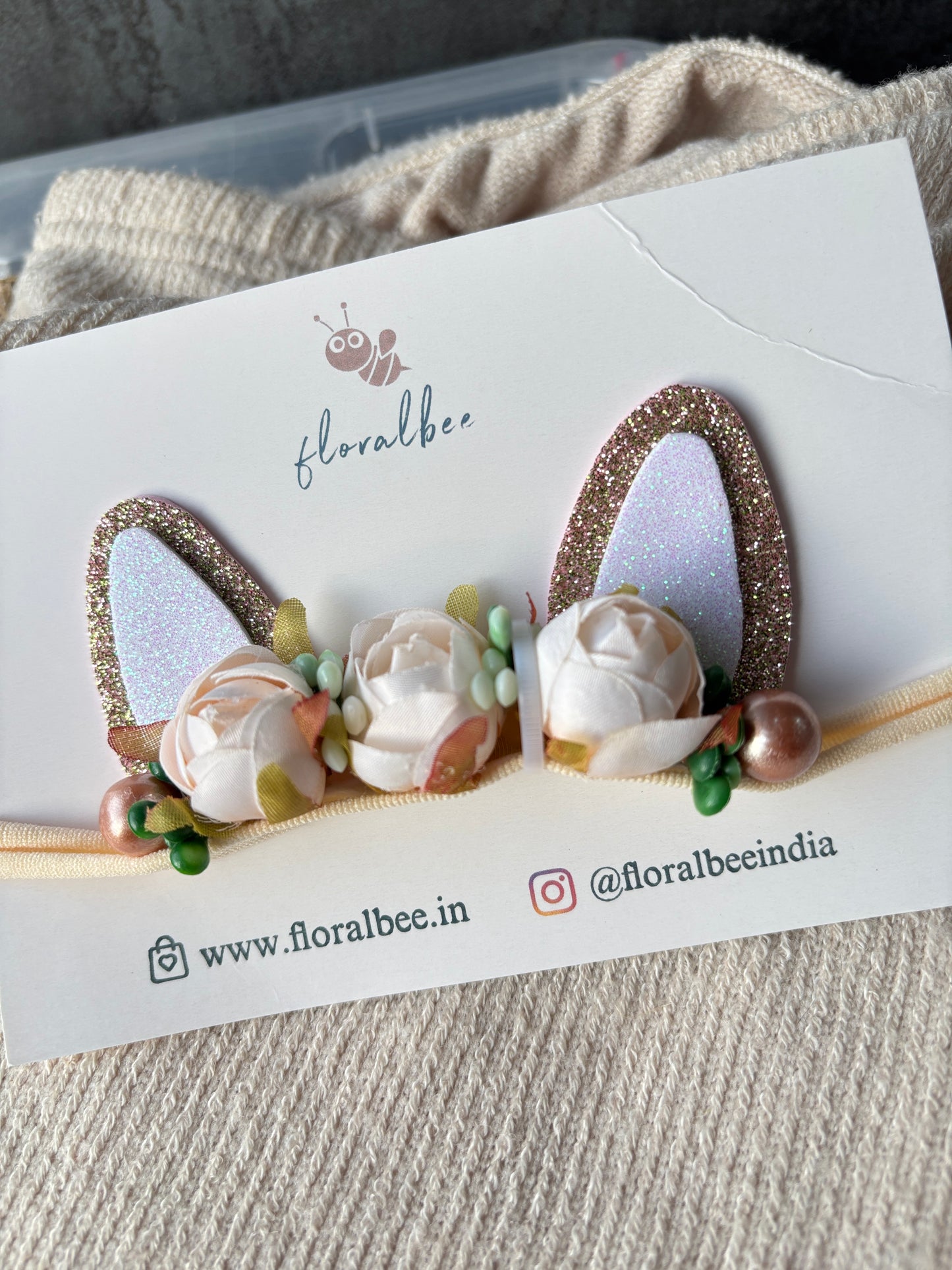 Bunny baby headband - Creamy