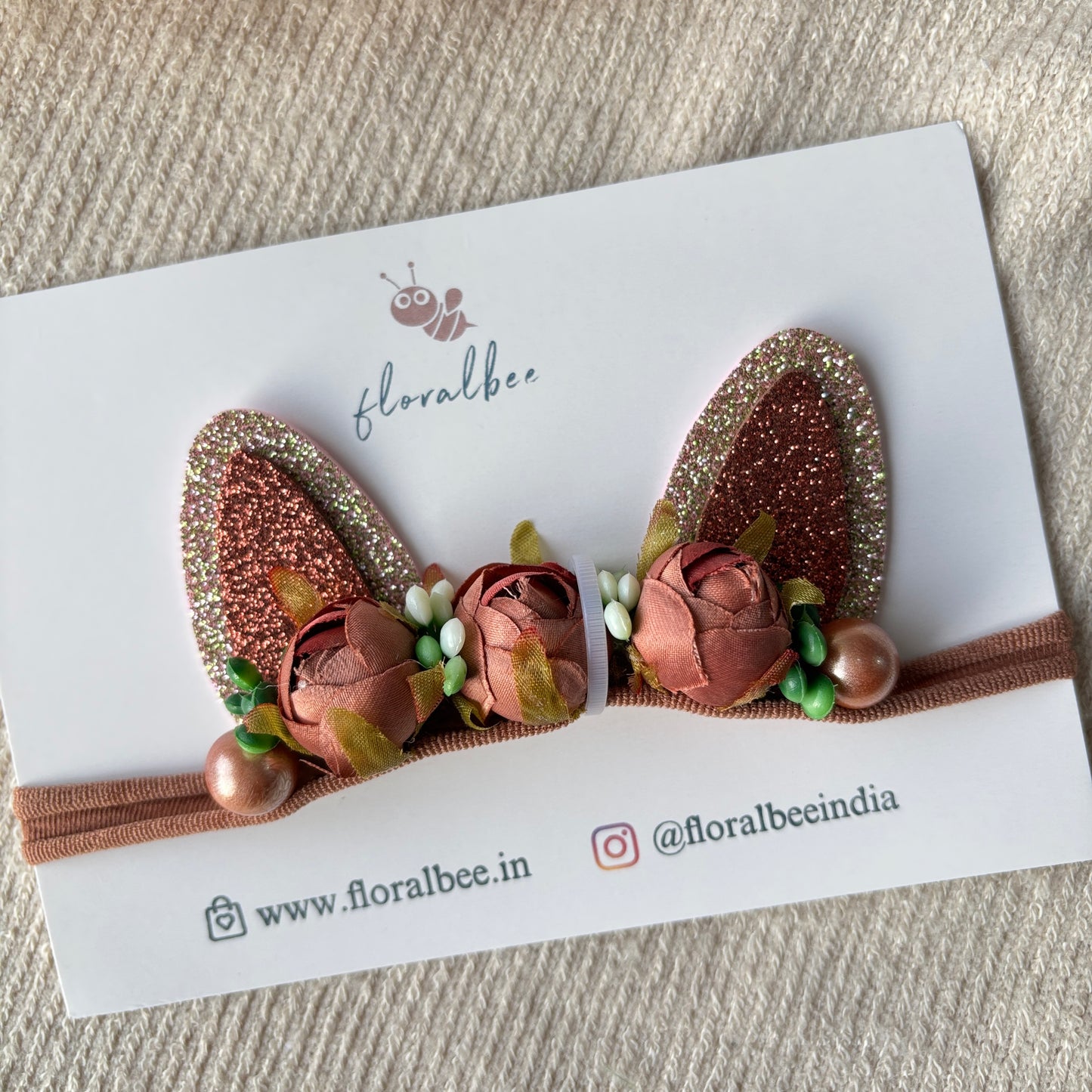 Bunny baby headband - Brownie