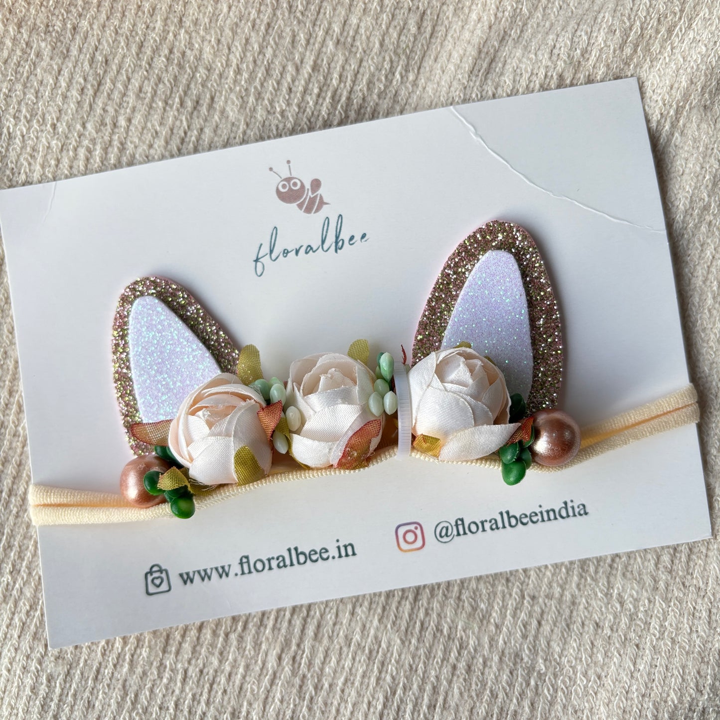 Bunny baby headband - Creamy