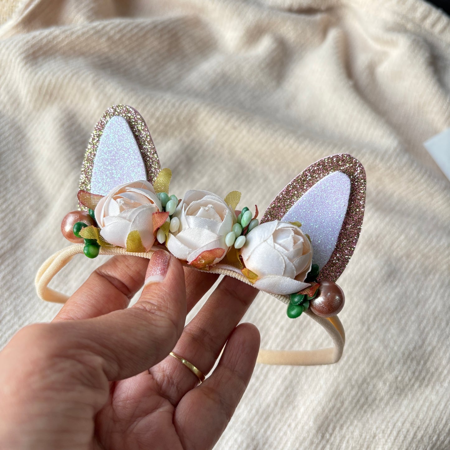 Bunny baby headband - Creamy
