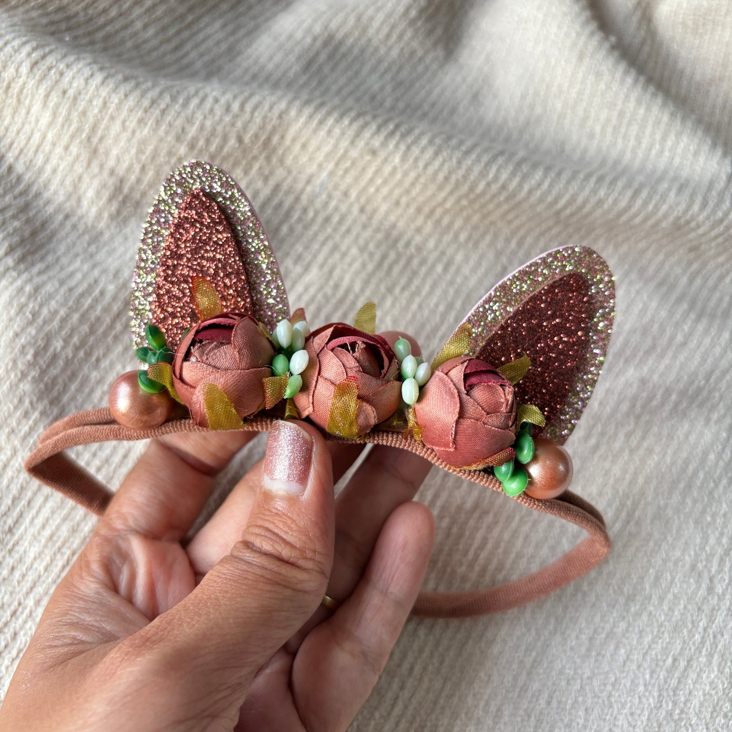 Bunny baby headband - Brownie