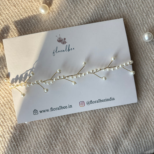 Pearl string white baby tiara headband