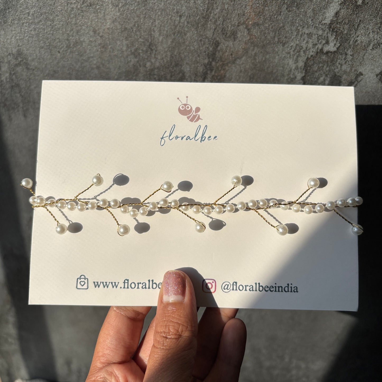 Pearl string white baby tiara headband