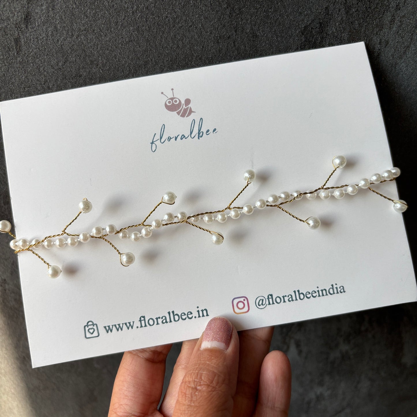 Pearl string white baby tiara headband