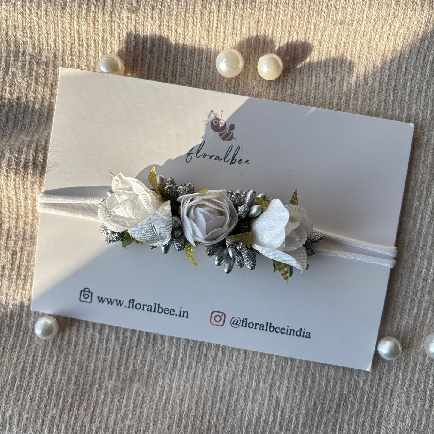 White floral baby headband
