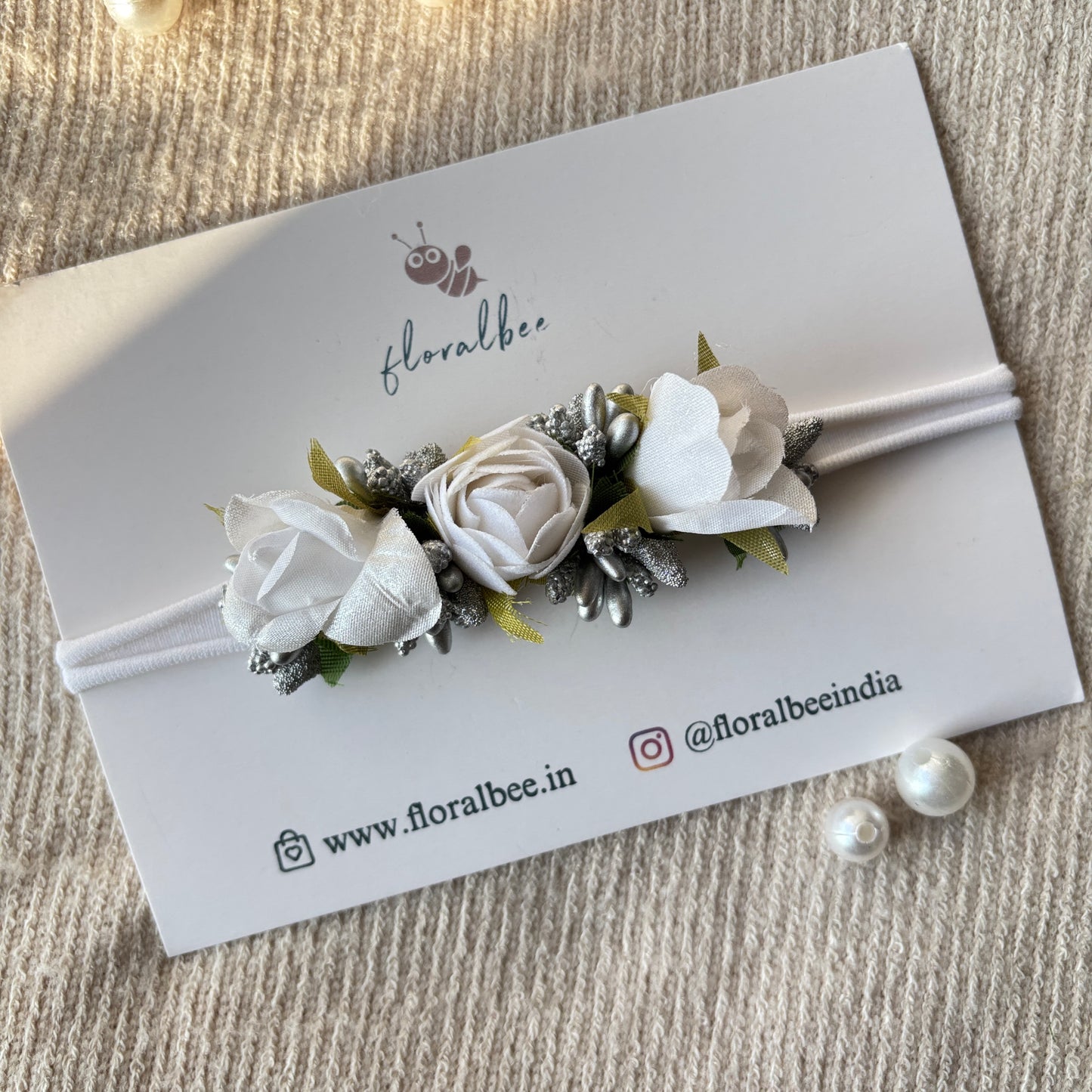White floral baby headband