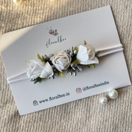 White floral baby headband