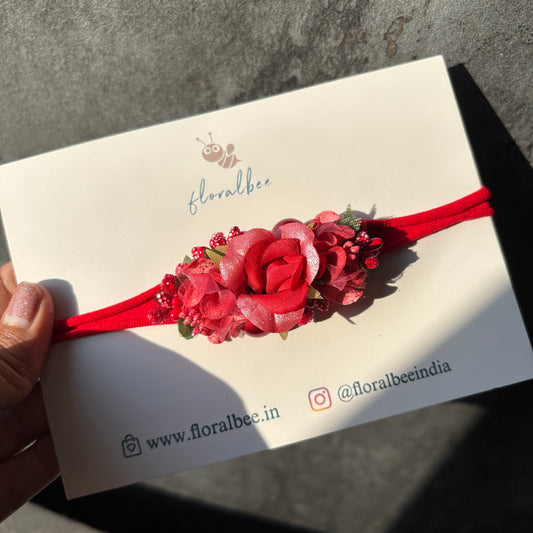 Red floral baby headband