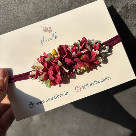 Maroon floral baby headband