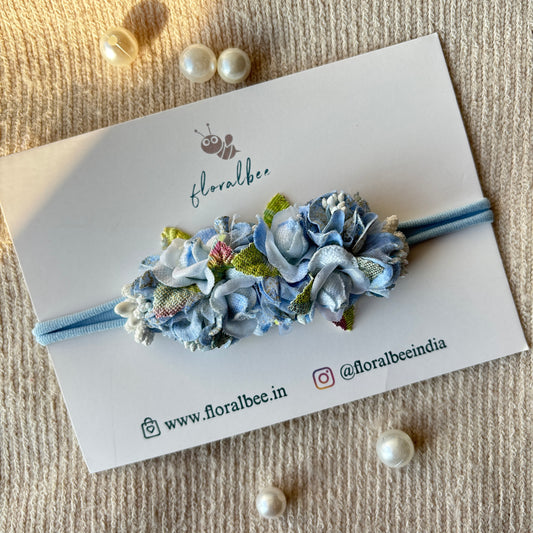 Blue floral baby headband