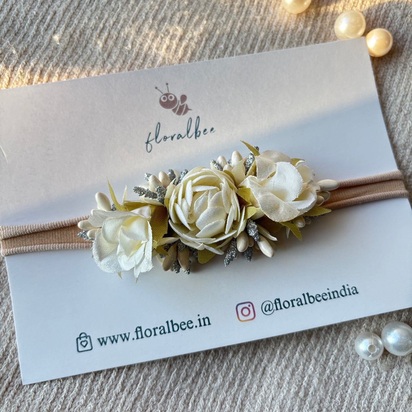 Offwhite floral baby headband