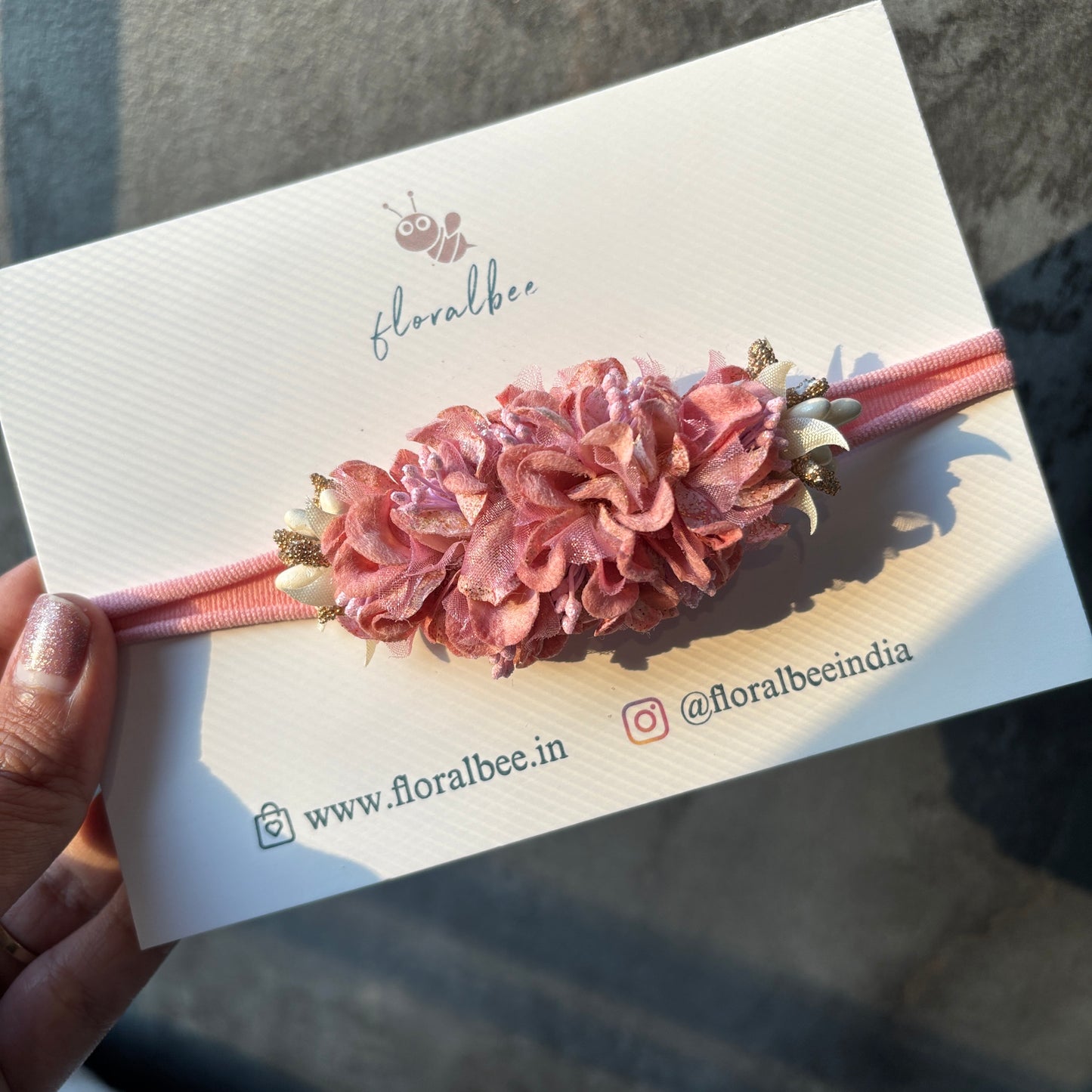 Puce Pink floral baby headband