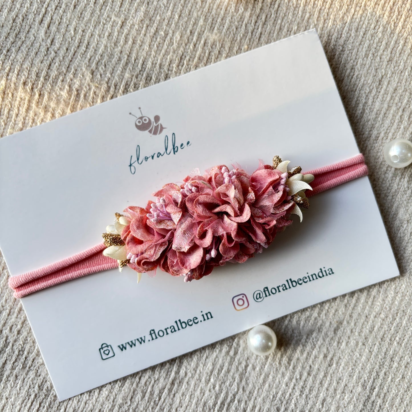 Puce Pink floral baby headband