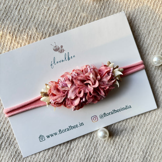 Puce Pink floral baby headband