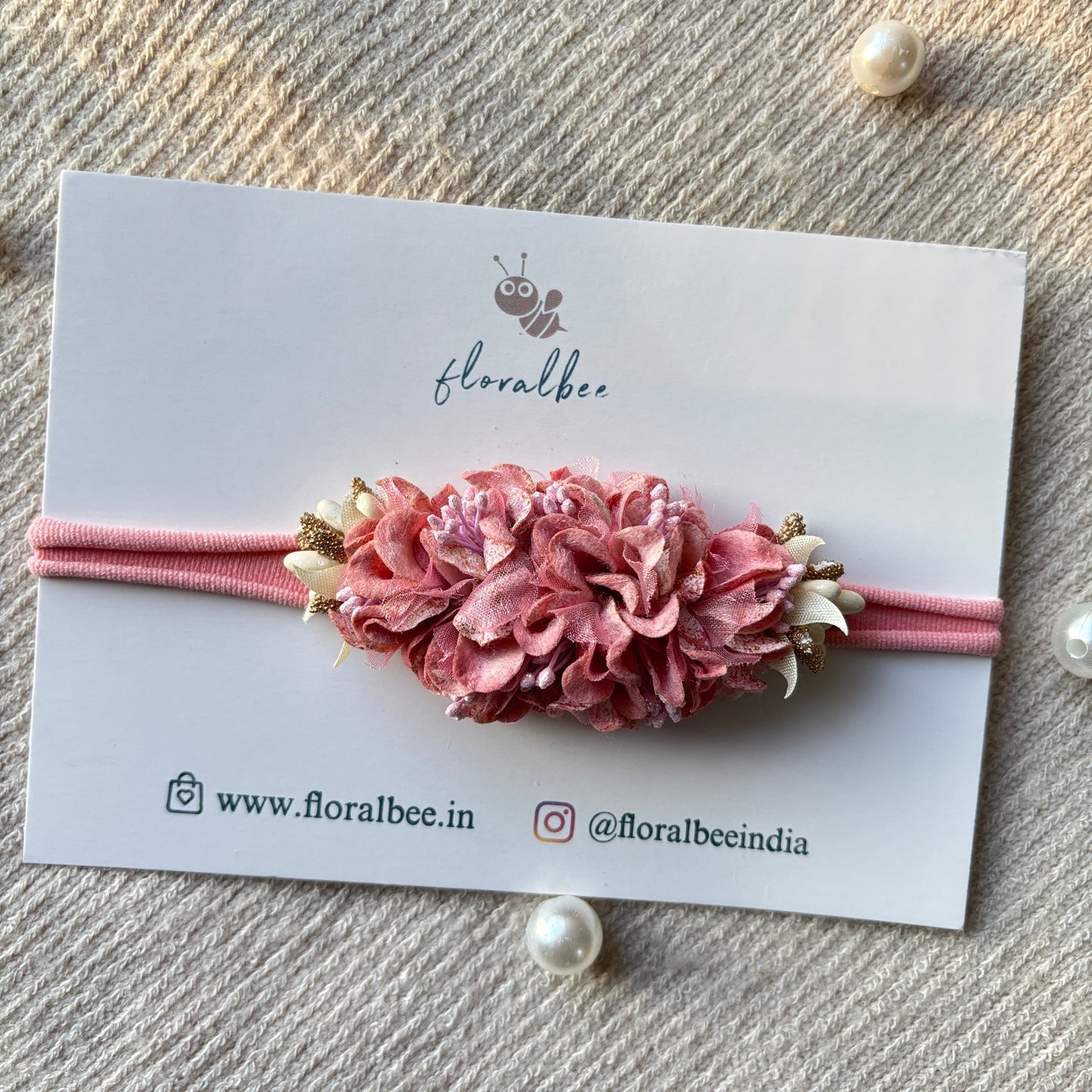 Puce Pink floral baby headband