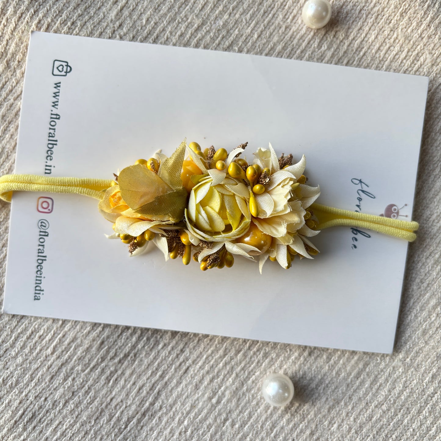 Yellow floral baby headband