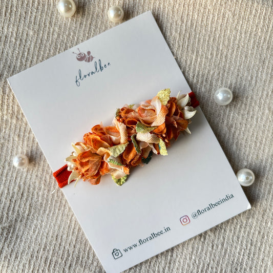 Orange floral baby headband