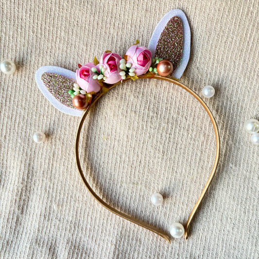 Bunny floral Alice headband - Pinky