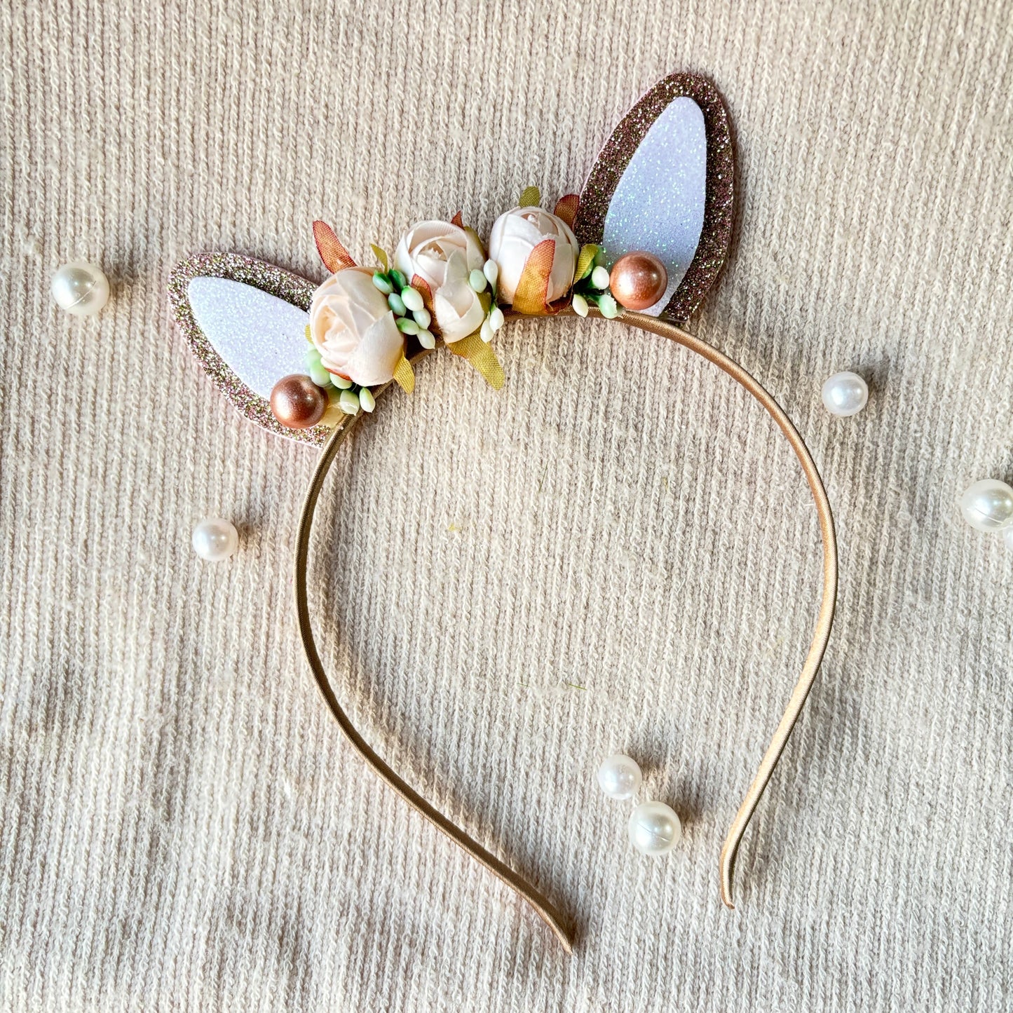 Bunny floral Alice headband - Creamy