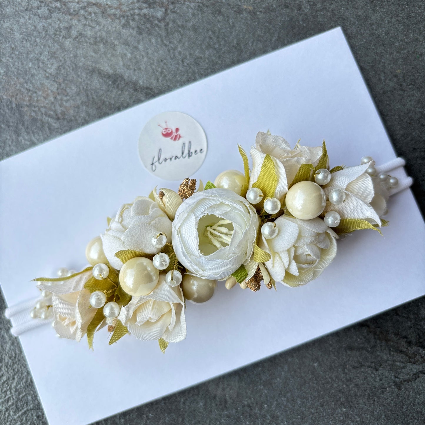 Floralbee exclusive Offwhite floral baby headband