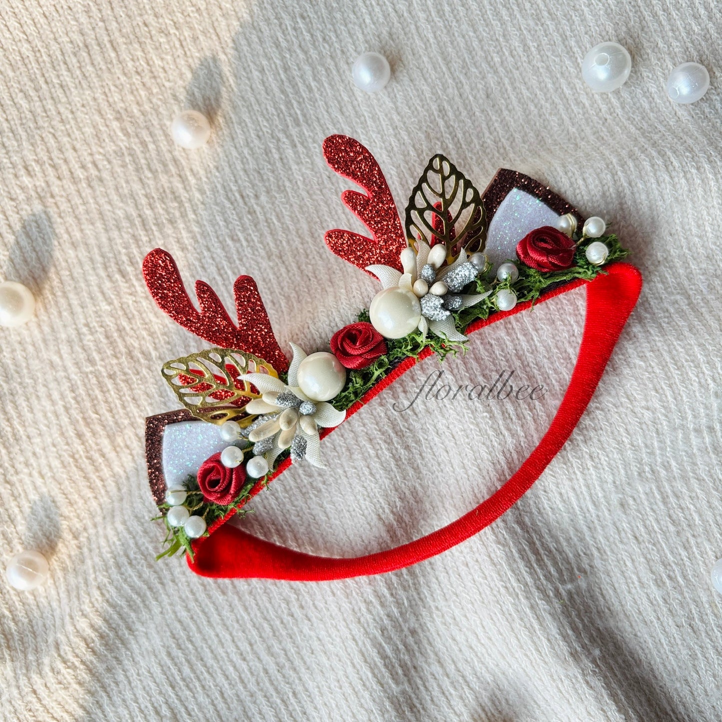 Floralbee exclusive Christmas floral baby headband - 1