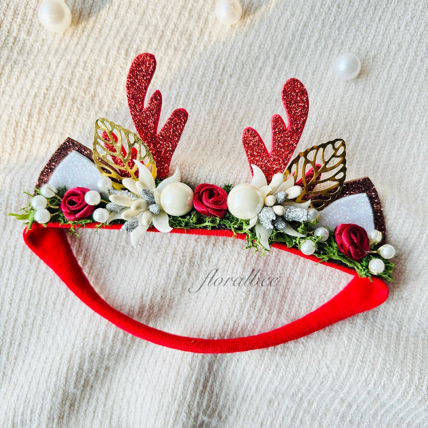 Floralbee exclusive Christmas floral baby headband - 1