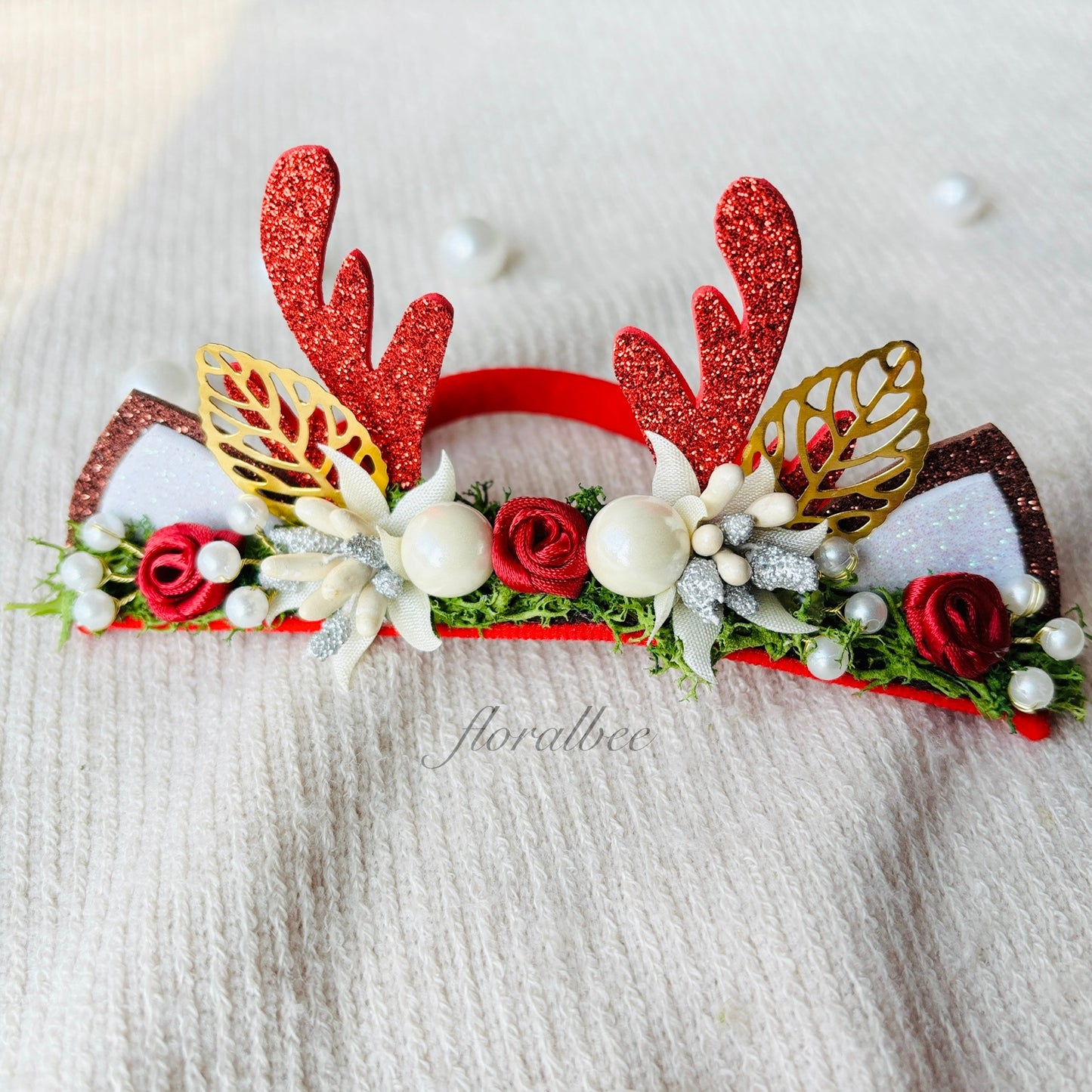 Floralbee exclusive Christmas floral baby headband - 1