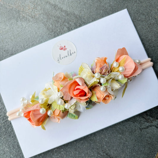Floralbee exclusive Shades of Peach floral baby headband