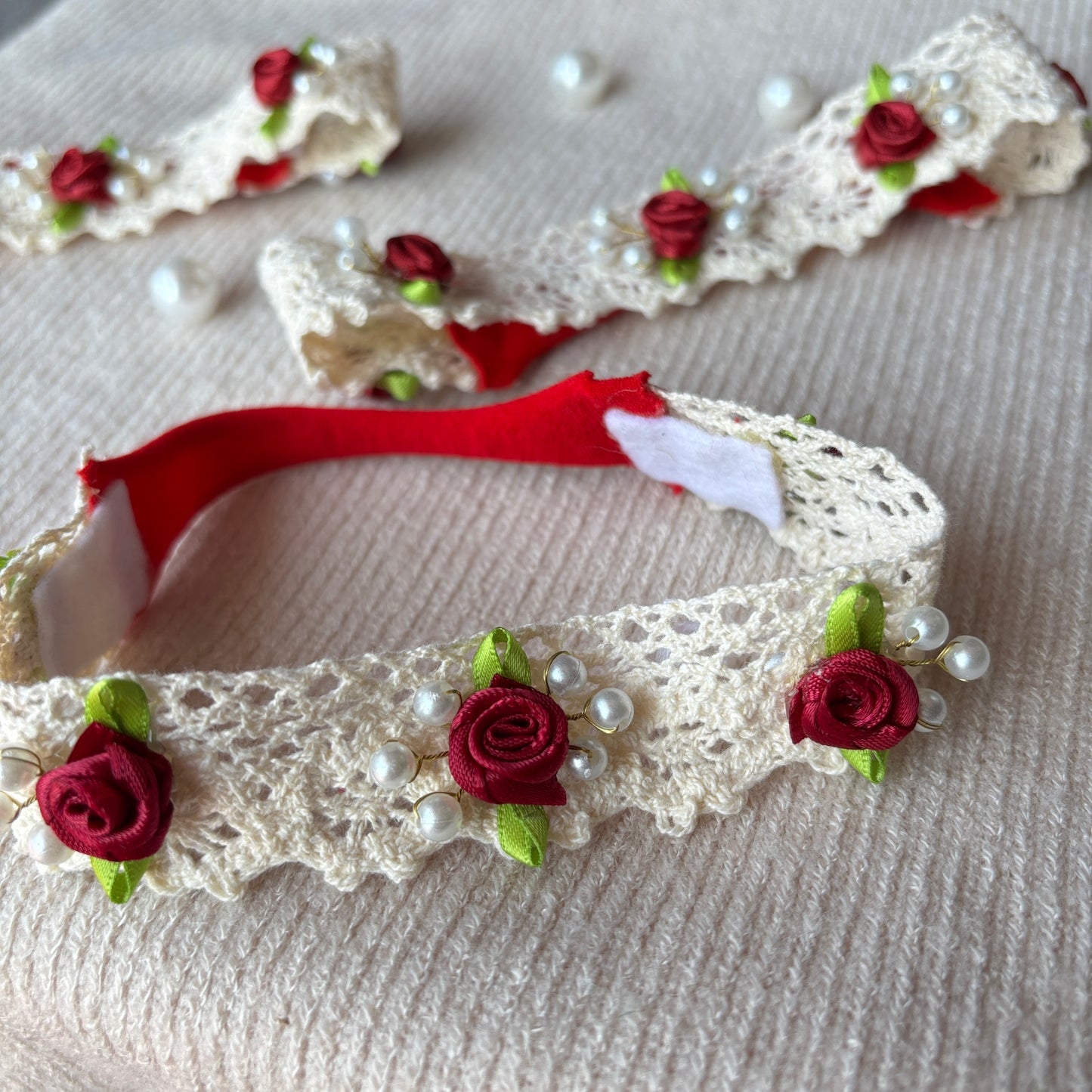 Floralbee exclusive Christmas floral lace baby headband
